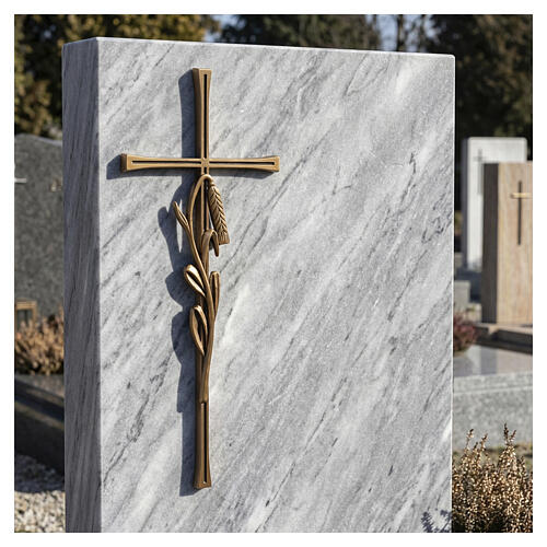 Decorative outdoor wall cross, bronze finish, 16x6 in 2
