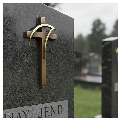 Outdoor wall cross, moon design, bronze, 8x5x0.8 in 2