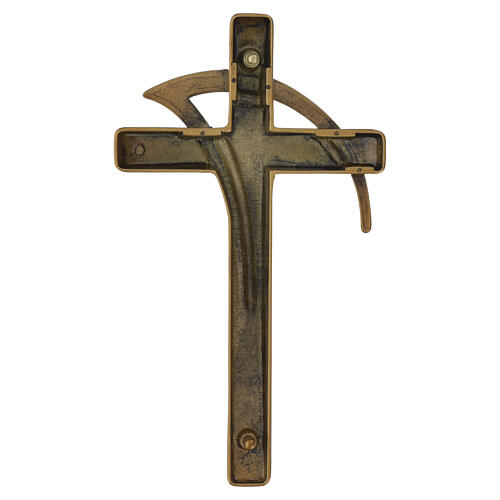 Outdoor wall cross, moon design, bronze, 8x5x0.8 in 4