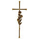 Wall cross with violet floral motif in bronze finish, 16 in s1