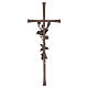 Cruz de parede bronzeada com passarinho e flores 40x16 cm para exterior s4