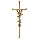 Bronze outdoor wall cross with bird and flowers, 40x16 cm s1