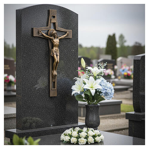 Wall cross with Christ, bronze-effect finish, 16x8.5 in 2