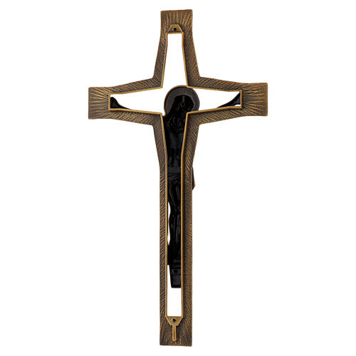 Wall cross with Christ, bronze-effect finish, 16x8.5 in 6