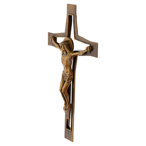 Krzyż ścienny z Chrystusem, wykończenie brązowe, 40 cm 3