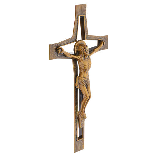 Krzyż ścienny z Chrystusem, wykończenie brązowe, 40 cm 4