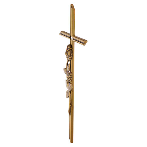 Croix funéraire murale en bronze avec rose décorative 40 cm 3