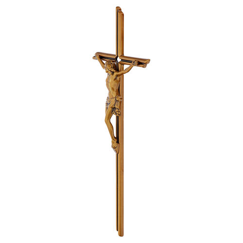 Wall cross with Christ in bronze, 16x6 in, for OUTDOOR USE 3