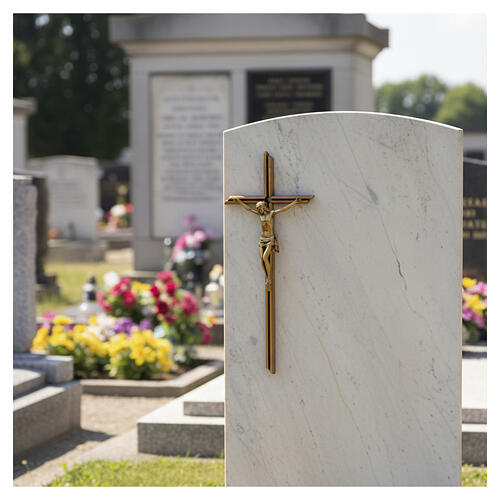 Croix murale en alliage avec finition bronze avec Christ 40x16 cm pour EXTÉRIEUR 2