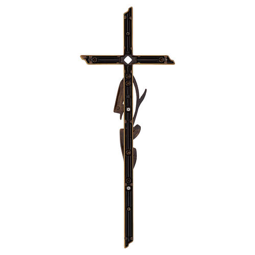 Croix funéraire murale en bronze avec motif d'épi de blé 40x15 cm pour extérieur 4