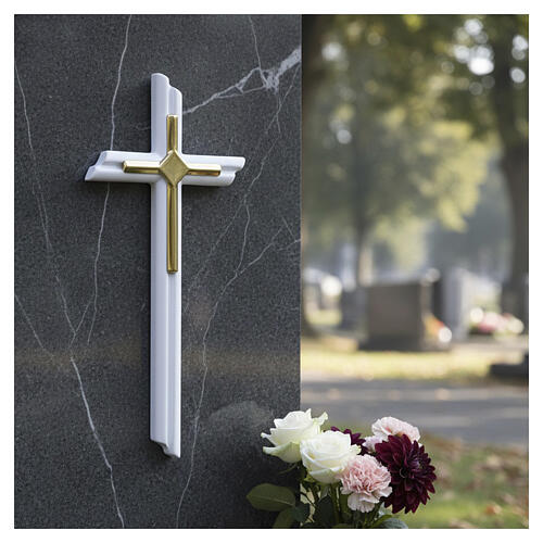 Outdoor wall cross, white finish, linear profile 2