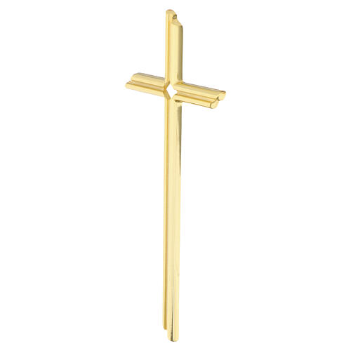 Grooved golden brass cross for outdoor use 3