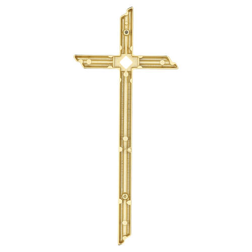 Grooved golden brass cross for outdoor use 4