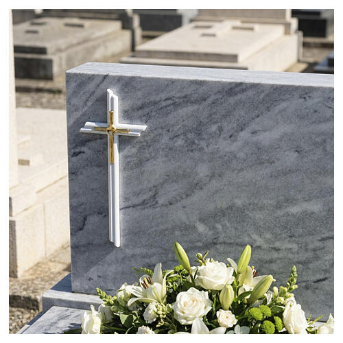 White wall cross with golden inset 2
