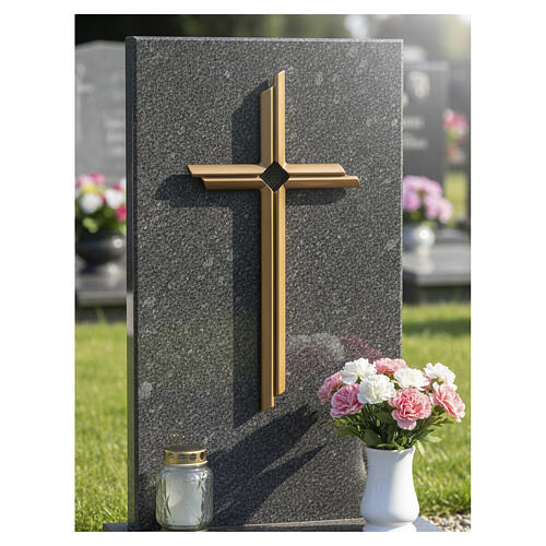 Modern bronzed wall cross with pierced central panel for outdoor use 2