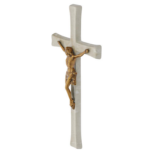 Cruz de pared Cristo bronce cruz efecto mármol Botticino 4