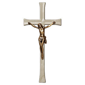 Cruz de parede Cristo em bronze com efeito de mármore botticino