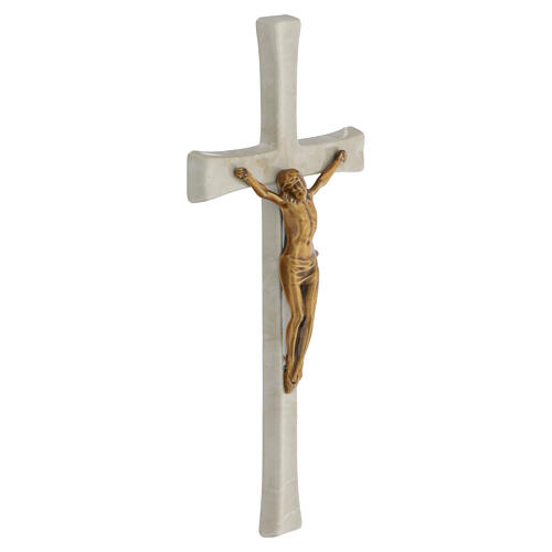 Wall Cross Christ Bronze Cross with Botticino Marble Effect 3