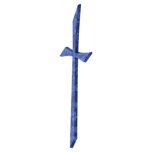 Croix murale funéraire linéaire finition bleue 3