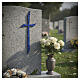 Wall-mounted linear grave cross with blue finish s4