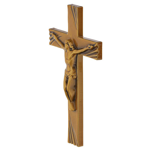 Krzyż z Chrystusem, dekoracyjny, z brązowym wykończeniem, do użytku zewnętrznego, 20×10 cm 3