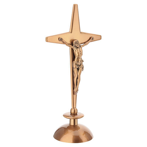 Ground-mounted grave crucifix with integrated candlestick, bronze finish 3