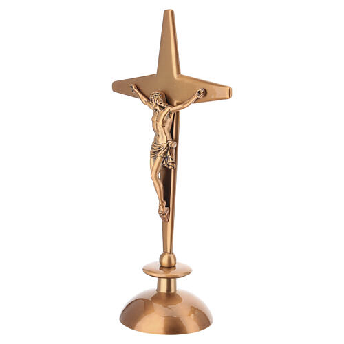Ground-mounted grave crucifix with integrated candlestick, bronze finish 4