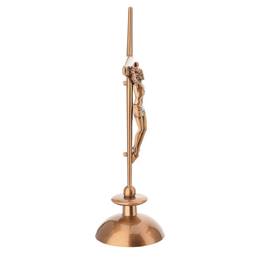 Ground-mounted grave crucifix with integrated candlestick, bronze finish 5