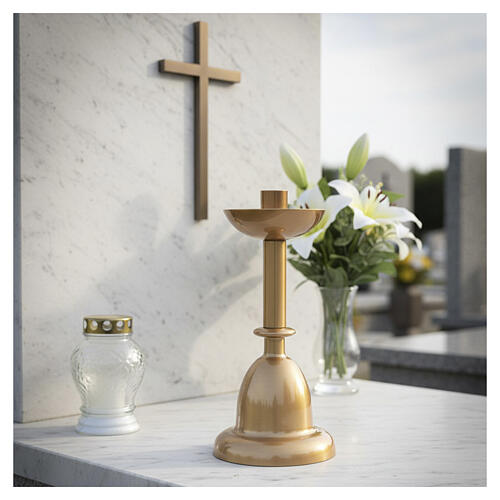 Candelero funerario para suelo con acabado bronceado 25 cm 2