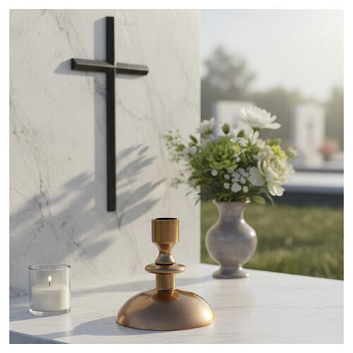 Funerary candlestick in bronze finish, 4 in 2