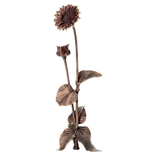 Ground funerary gerbera in bronze with decorative stem for OUTDOOR USE, 21 in 6