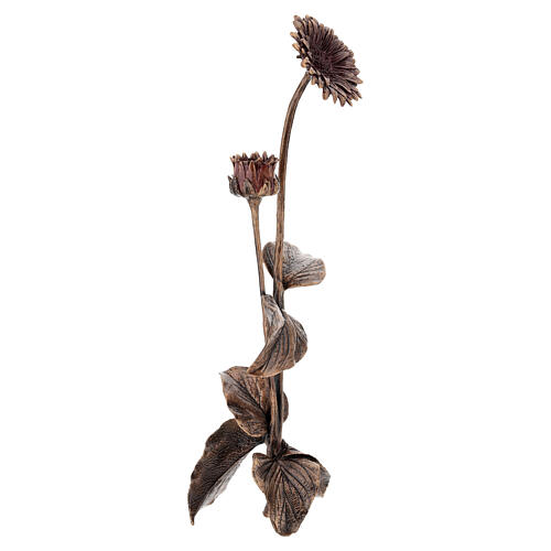 Gerbera funerária para túmulo em bronze com haste decorativa 55 cm 8
