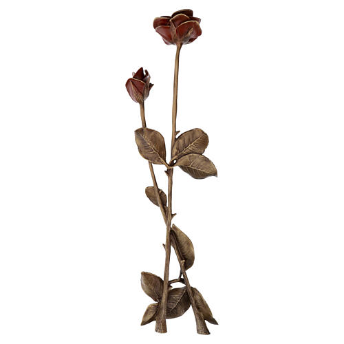 Rose rouge en bronze cire perdue pour EXTÉRIEUR 50 cm 6
