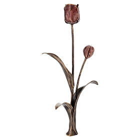 Tulpe aus Bronze, Grabblume für Bodenmontage, 50 cm