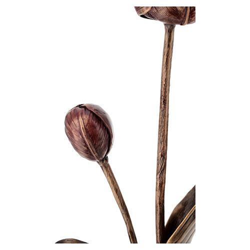 Ground bronze funeral tulip with red patina, 20x8 in 9