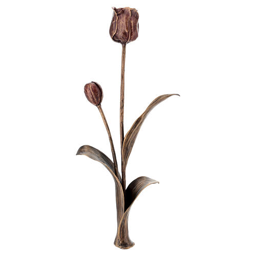 Ground bronze funeral tulip with red patina, 20x8 in 11
