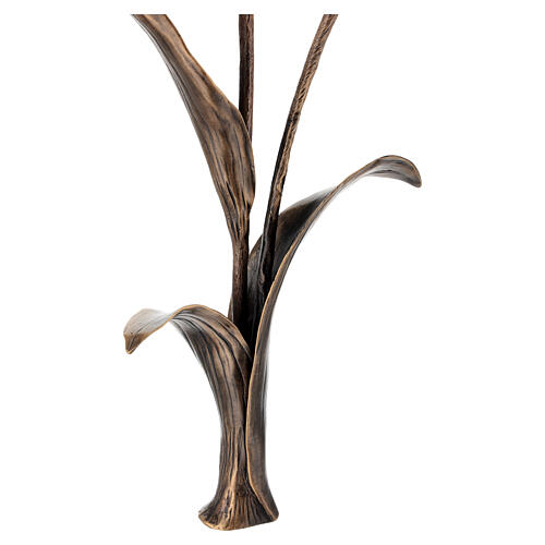 Tulipe funéraire pour terrain en bronze patiné rouge 50x20 cm 7