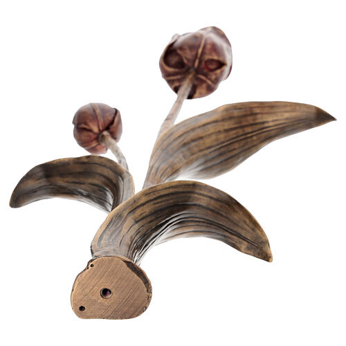 Tulipe funéraire pour terrain en bronze patiné rouge 50x20 cm 12