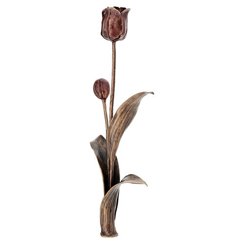 Tulipan nagrobny do osadzenia w gruncie, brąz z czerwoną patyną, 51 × 18,5 cm 10