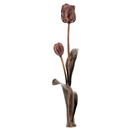 Bronze grave ground tulip with red patina, 50x20 cm 8