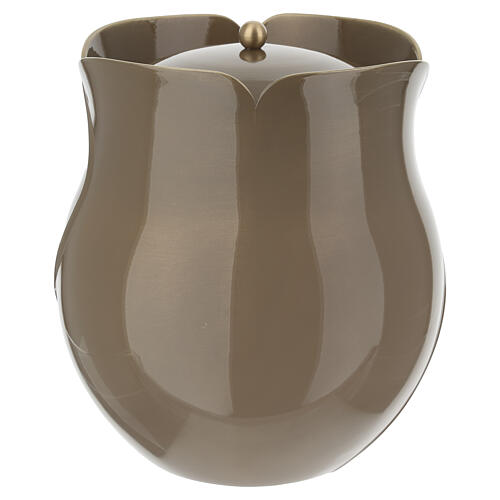 Urne cinéraire en forme de fleur couleur noisette 20 cm 3