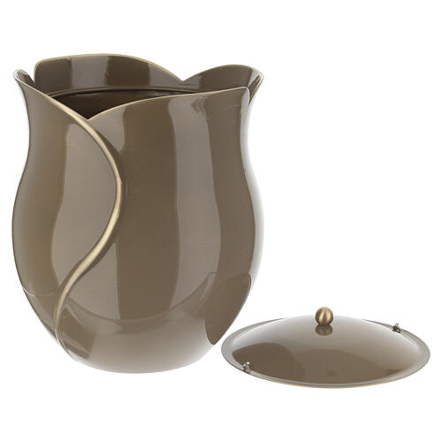 Urna na prochy w kształcie kwiatu, kolor orzechowy, 20 cm 4