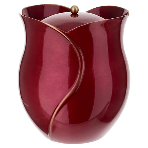 Urna cinerária decorativa em forma de flor vermelho 20 cm 1