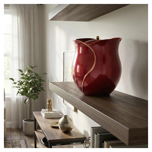 Red Flower Cremation Urn, 20 cm 2