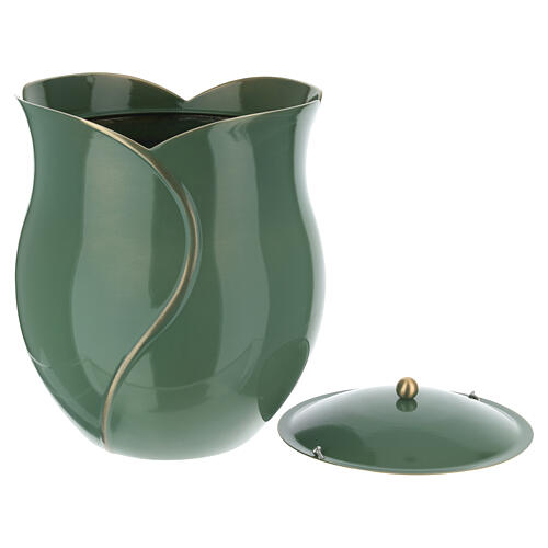 Urna na prochy w kształcie kwiatu, miętowo-zielona, 20 cm 4