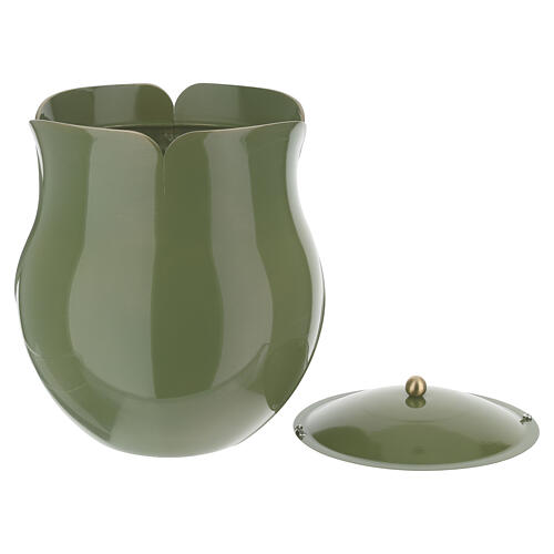 Green Flower Cremation Urn for Cemetery Use, 20 cm 4