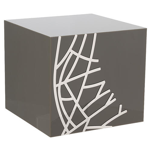 Dove-grey floral cinerary urn, 8 in 3