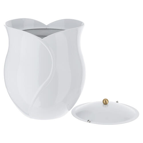 Urne cinéraire en forme de fleur blanche 20 cm 4