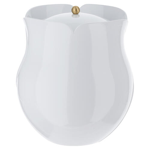 Biała urna na prochy w kształcie kwiatu, 20 cm 3