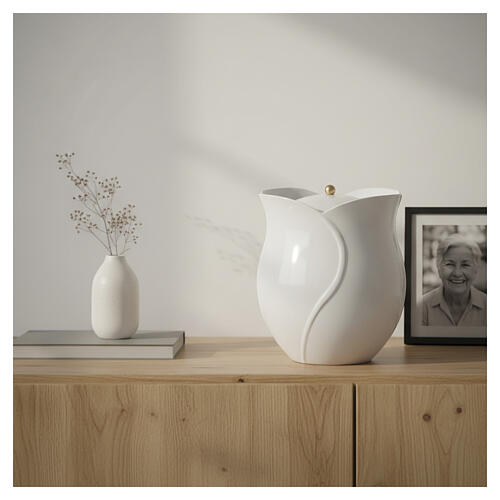 Urne cinéraire blanc perle 20 cm 2